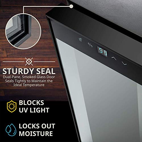 Ivation 18 Bottle Compressor Wine Cooler Refrigerator with Wi-Fi Smart App Control Cooling System | Large Freestanding Wine Cellar Fridge For Red White Champagne or Sparkling, Black Glass Door & Lock