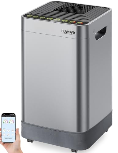 Nuwave Air Purifier for Extra Large Room 2934 Sq Ft, OxyPure Smart Air Purifier with 5 Stage Filtration, Extra EZ Covers for Pet, Air Quality & Odor Sensors, Smart WiFi, Quiet Sleep Mode for Bedroom