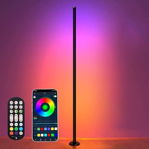 Smart RGB Floor Lamp Living Room, 10W Floor Lamp With APP and Remote Control, Dimmable Music Sync Timer LED Corner Lamp, Modern RGB Color Changing Floor Lamp for Living Room, Bedroom [Energy Class F]