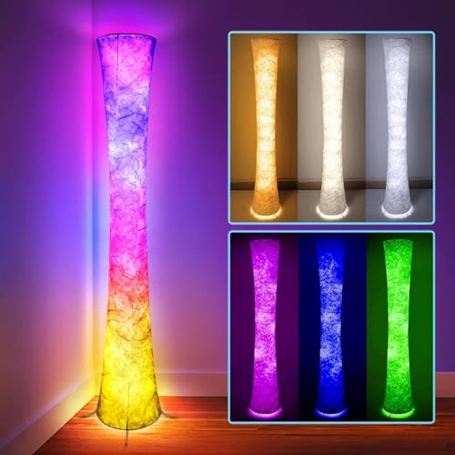 dotanddot Floor Lamp, RGB Color Changing, Smart Control Music Sync with Fabric Shade, Standing Lamp for Living Room Bedroom Game Room, 62 inch