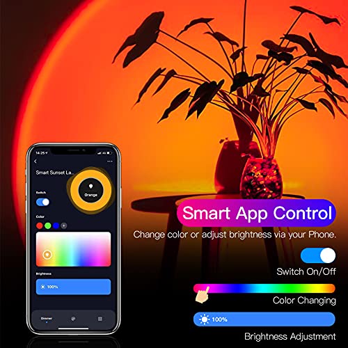 PANAMALAR Smart WiFi Sunset Lamp 16 Million Multiple Colors, Sunset Projection Lamp with App Control/Alexa/Timer, LED Sunset Projector Rainbow Night Light for Bedroom Home Selfie Photography Gift