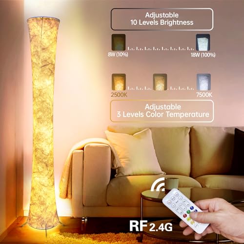 dotanddot Floor Lamp, RGB Color Changing, Smart Control Music Sync with Fabric Shade, Standing Lamp for Living Room Bedroom Game Room, 62 inch