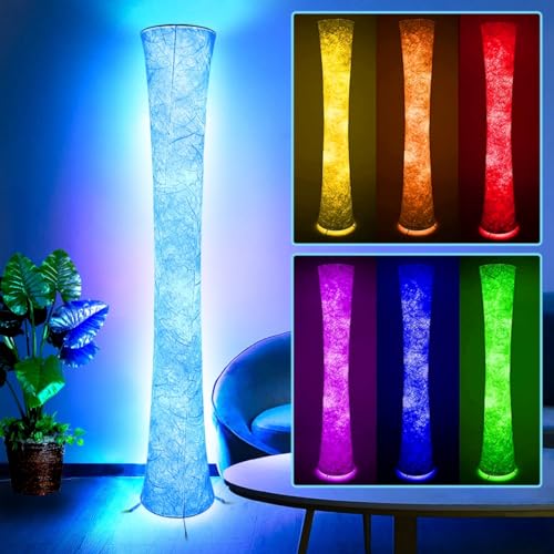 dotanddot Floor Lamp, RGB Color Changing, Smart Control Music Sync with Fabric Shade, Standing Lamp for Living Room Bedroom Game Room, 62 inch