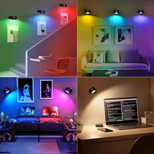 Lightess Smart LED Wall Sconces Set of 2, Dimmable Wall Mounted Lamp with 3 Lighting & RGB & Ambiance Mode, APP & Touch Control, Rechargeable Battery Operated Wall Light for Reading Bedside