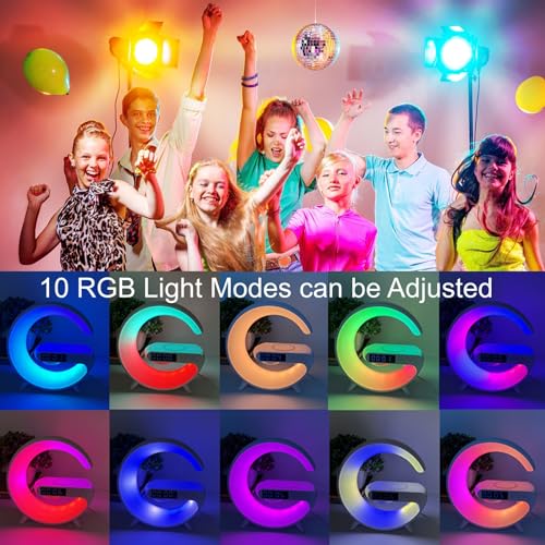 Treligate LED Table Lamp with Wireless Charger, Mini G Atmosphere Lamp with Bluetooth Speaker, Night Light Lamp Sunrise Alarm Clock, Smart Light Sound Machine for Bedroom【Mini Size 𝐆𝟔】