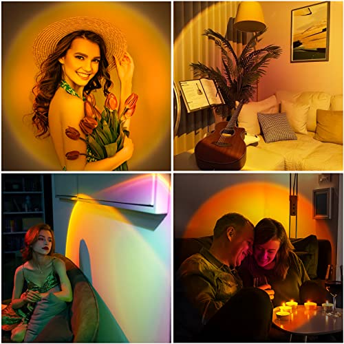PANAMALAR Smart WiFi Sunset Lamp 16 Million Multiple Colors, Sunset Projection Lamp with App Control/Alexa/Timer, LED Sunset Projector Rainbow Night Light for Bedroom Home Selfie Photography Gift