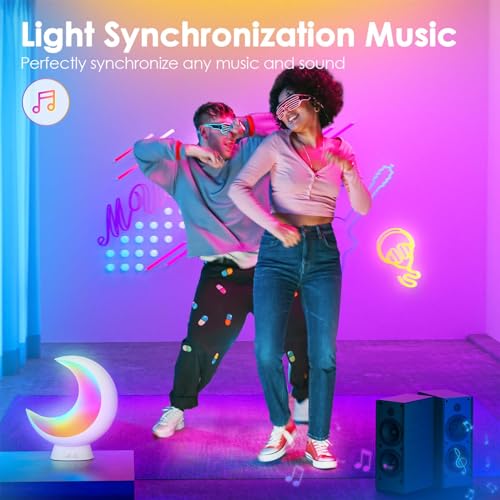 ECOLOR Smart Touch Bedside Table Lamp, RGB APP Control Small Moon Lamp with 20+ Scene Mode, Music Mode & Sleep Mode, 6 Way Dimmable Multi-Color & Warm White LED Moon Light for Bedrooms Living Room ﻿