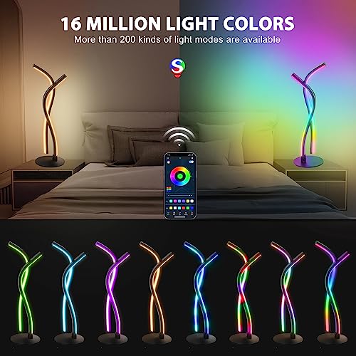 Wefomey LED Table Lamp, Modern Bedside Table Light, RGBW Warm White Multicolor Changing Dimmable Nightstand Lamp with Smart App Control and Remote, 5V USB Desk Lamp for Bedroom Living Room & Offi