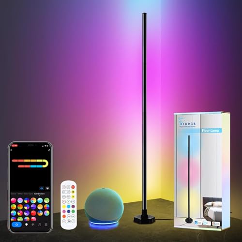 YTDRGB Corner Floor Lamp RGBW - Smart Corner Lamp Compatible with Alexa, LED Corner Light with APP, Remote Control(IF), Music Sync, Timer and 16 Million DIY Colors for Gaming Room Living Room Bedroom