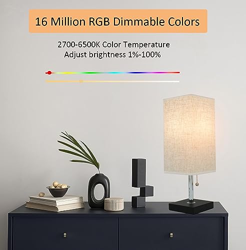 Eytueo Upgrated Smart Table Lamp with Matter Smart Light Bulbs, Dimmable Bedside Table Lamp Work with Homekit/Alexa/Google Home/SmartThings, Voice Control Smart Home Integration Table Lamp