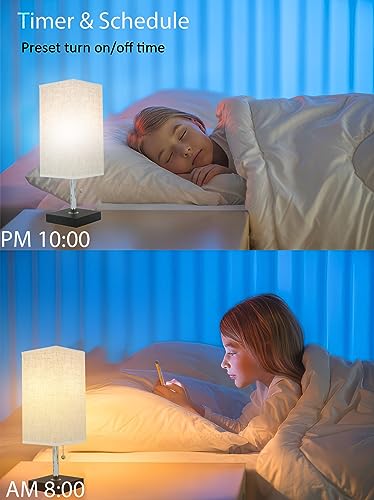 Eytueo Upgrated Smart Table Lamp with Matter Smart Light Bulbs, Dimmable Bedside Table Lamp Work with Homekit/Alexa/Google Home/SmartThings, Voice Control Smart Home Integration Table Lamp