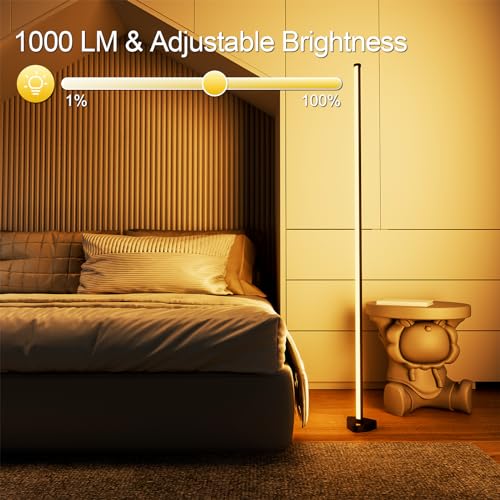 velted Corner Floor Lamp, Synced Dual Lights LED Control Floor Lamp RGB+ICW Light 56" Smart LED Corner Lamp App and Remote for Living Room Gaming Bedroom and Etc.(1 Pair)