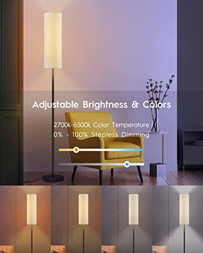 RGB Smart LED Floor Lamps for Living Room, Compatible with Alexa, Google Home, 69" Tall Modern Standing Lamp for Bedroom with Remote & WiFi APP Control, 2700k-6500k Corner Lamp with Linen Lampshade