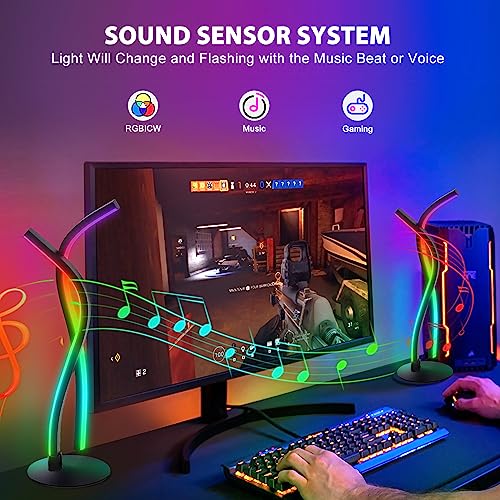 Wefomey LED Table Lamp, Modern Bedside Table Light, RGBW Warm White Multicolor Changing Dimmable Nightstand Lamp with Smart App Control and Remote, 5V USB Desk Lamp for Bedroom Living Room & Offi