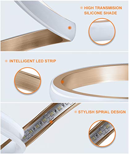 NUÜR Spiral LED Table Lamp, Modern 3 Colors Dimmable Desk Lamp with Minimalist Lighting Design & Touch Controller, Creative Stylish Smart Lamp for Bedroom, Office, Home (Gold)