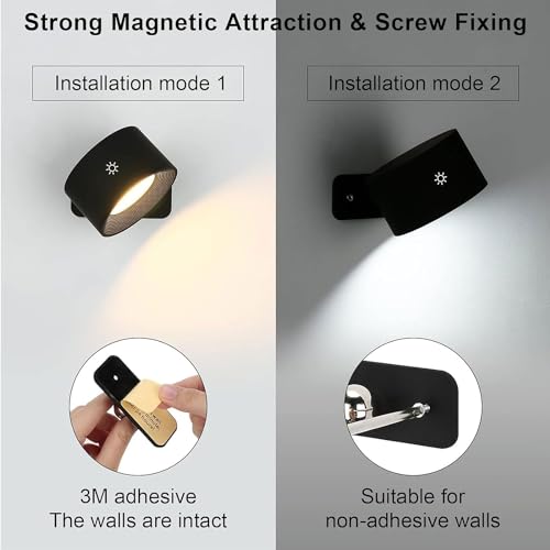 Lightess Smart LED Wall Sconces Set of 2, Dimmable Wall Mounted Lamp with 3 Lighting & RGB & Ambiance Mode, APP & Touch Control, Rechargeable Battery Operated Wall Light for Reading Bedside