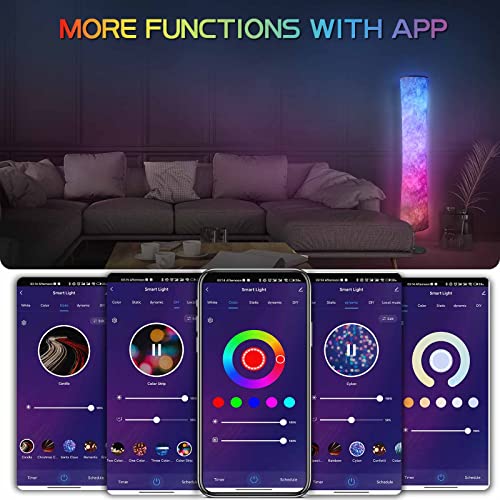 Torchlet Modern Floor Lamp, RGB Color Changing Led Smart Lamp Alexa APP Control with DIY Mode, Music Sync and White Fabric Shade, Standing Lamp for Living/Game Room Bedroom