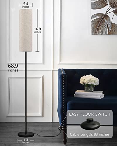 RGB Smart LED Floor Lamps for Living Room, Compatible with Alexa, Google Home, 69" Tall Modern Standing Lamp for Bedroom with Remote & WiFi APP Control, 2700k-6500k Corner Lamp with Linen Lampshade