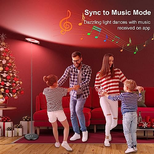 Upgraded 30W Smart Floor Lamp Work with Alexa, 2 in 1 Color Changing RGB and White Light LED Lamp, Double Side Lighting Dimmable Modern Tall Stand Lamp for Living Room Bedroom Office