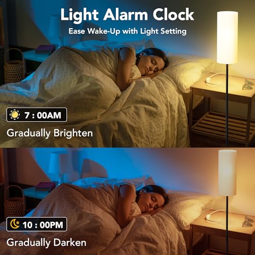 PARTPHONER Floor Lamps for Living Room with Matter Smart LED Light Bulb Work with Google Home/Alexa/Apple Home/SmartThings/Siri, Modern Standing Lamp Color Changing Light Bulb, Smart Home Integration