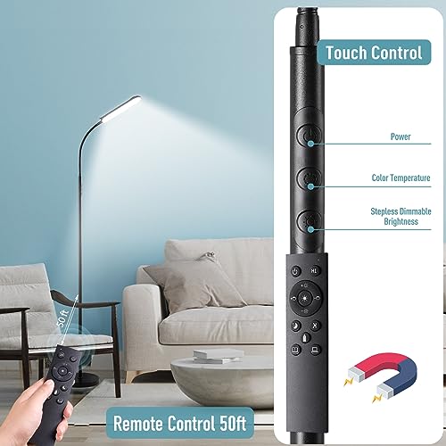 [2024 New] Floor Lamp, 18W 1800LM Super Bright LED Light Lamp with Remote & Works with Smart Plug, Dimmable Timing Eye Caring Reading Light Modern Standing Floor Lamp for Living Room Bedroom Office