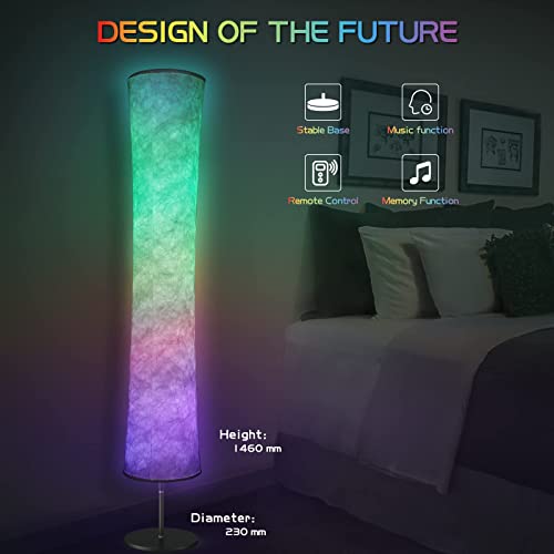 Torchlet Modern Floor Lamp, RGB Color Changing Led Smart Lamp Alexa APP Control with DIY Mode, Music Sync and White Fabric Shade, Standing Lamp for Living/Game Room Bedroom