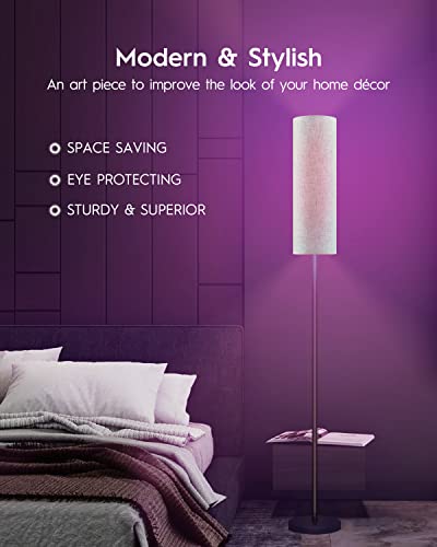 RGB Smart LED Floor Lamps for Living Room, Compatible with Alexa, Google Home, 69" Tall Modern Standing Lamp for Bedroom with Remote & WiFi APP Control, 2700k-6500k Corner Lamp with Linen Lampshade