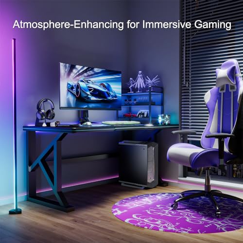 velted Corner Floor Lamp, Synced Dual Lights LED Control Floor Lamp RGB+ICW Light 56" Smart LED Corner Lamp App and Remote for Living Room Gaming Bedroom and Etc.(1 Pair)
