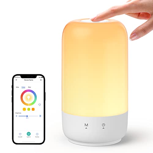 meross Smart Table Lamp for Bedroom, Bedside Lamp Support Apple Homekit and Alexa,Tunable White & Multi-Color, WiFi LED Nightstand Lamp,Touch Control, Voice and APP Control