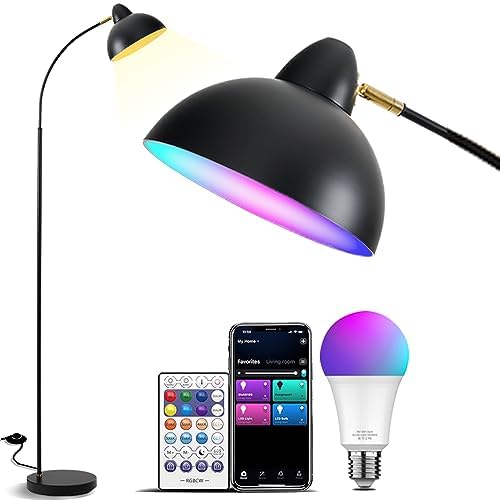 YHW Living Room Floor Lamp Smart Compatible with Alexa&Google, RGB 2700-6500k CCT Dimmable Color Changing for Bedroom Office. (Classic)