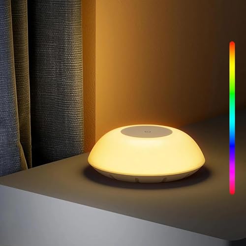 JHD Smart Night Light & Table Lamp for Bedroom - Work with Alexa & Google Assistant, Desk Lamp with Music Sync and Timer, Auto Off/On Adjustable Color RGB Bedside Lamp, Voice/APP/Touch Lamp for Gifts