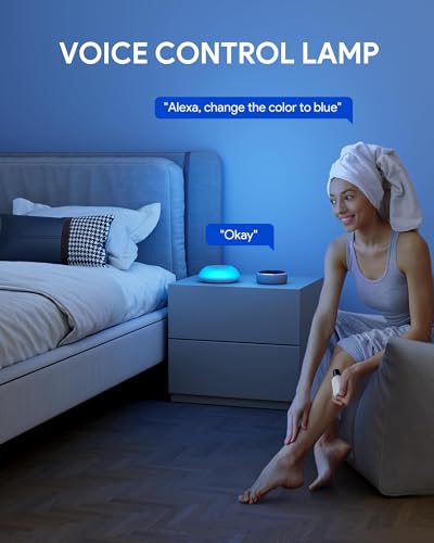 JHD Smart Night Light & Table Lamp for Bedroom - Work with Alexa & Google Assistant, Desk Lamp with Music Sync and Timer, Auto Off/On Adjustable Color RGB Bedside Lamp, Voice/APP/Touch Lamp for Gifts