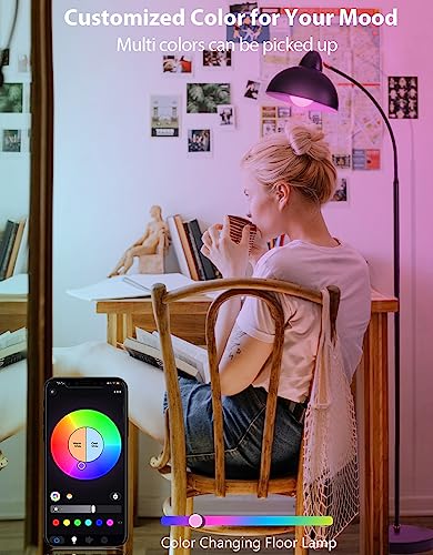 YHW Living Room Floor Lamp Smart Compatible with Alexa&Google, RGB 2700-6500k CCT Dimmable Color Changing for Bedroom Office. (Classic)