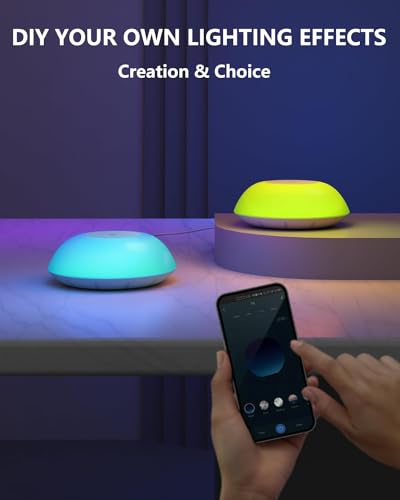 JHD Smart Night Light & Table Lamp for Bedroom - Work with Alexa & Google Assistant, Desk Lamp with Music Sync and Timer, Auto Off/On Adjustable Color RGB Bedside Lamp, Voice/APP/Touch Lamp for Gifts