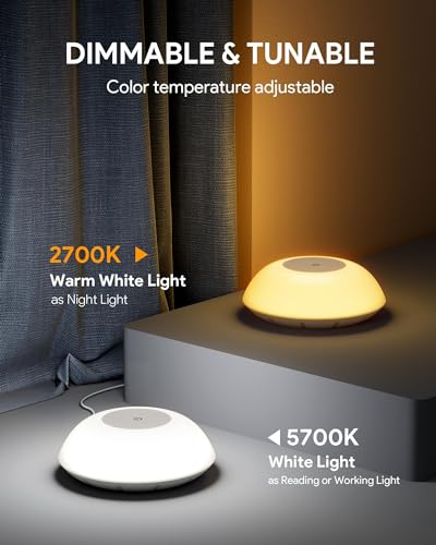JHD Smart Night Light & Table Lamp for Bedroom - Work with Alexa & Google Assistant, Desk Lamp with Music Sync and Timer, Auto Off/On Adjustable Color RGB Bedside Lamp, Voice/APP/Touch Lamp for Gifts