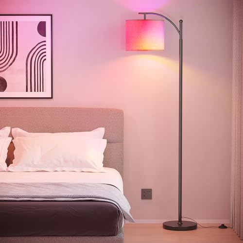 SUNMORY ARC Floor lamp, Smart APP Remote Control Standing floor lamp with RGB Bulb, Tall Lamp with Hanging Lampshade, Dimmable Floor Lamp, Modern Floor Lamps for Living Room, Bedroom, Office