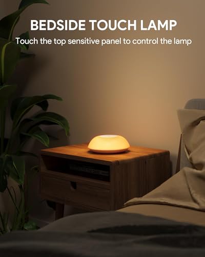 JHD Smart Night Light & Table Lamp for Bedroom - Work with Alexa & Google Assistant, Desk Lamp with Music Sync and Timer, Auto Off/On Adjustable Color RGB Bedside Lamp, Voice/APP/Touch Lamp for Gifts