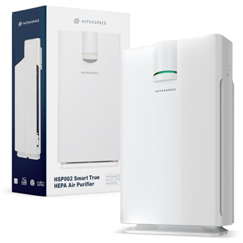 HATHASPACE Smart Air Purifiers - True HEPA Air Purifier, Cleaner & Filter for Allergies, Smoke, Pets - Eliminator of 99.9% of Dust, Pet Hair, Odors - HSP002-1500 Sq. Ft.