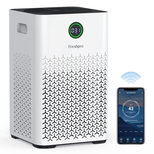 Freshpro Smart Air Purifier for Home, Covers Up to 2000 ft² 4-in-1 Air Filter, H13 HEPA Wifi Air Purifiers for Large Room Kitchens Basement Bedroom, Air Cleaner for Pets Hair Dust Pollen, KF-P34