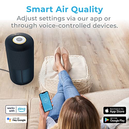 Pure Enrichment® PureZone™ Turbo Smart Air Purifier for Large Rooms (1050 sq. ft. in 30 min.) - Energy Star Rated, 5 Stage Filtration, Smartphone Compatible, Traps Germs, Smoke, & Dust (Graphite)