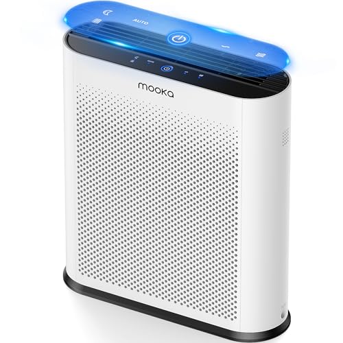 Air Purifiers for Home Large Room 1650ft² with PM2.5 Air Quality Sensor, MOOKA H13 HEPA Filter Air purifier for Pets Smoke Dust Pollen Dander Odor, Smart Air Cleaner with Auto/Sleep Mode for Bedroom