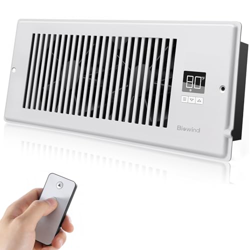 BIOWIND Quiet Register Booster Fan, Smart Register Vent Fits 4" x 12" Register Holes with Remote Control and Thermostat Control, Heating Cooling AC Vent Fan - White