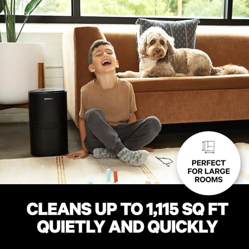 Powerful PuroAir Air Purifier for Homes - Covers 1,115 Sq Ft - Cleans Air Automatically 24/7 - Best Air Purifier for Allergies - Filters Up To 99% of Smoke, Pollen & Common Pollutants - Based in USA