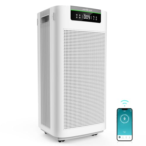 Jafända 3800 sq ft Smart Air Purifier, APP & Alexa, HEPA 13 & Activated Carbon Filters, Air Cleaner Remove Dust Pollen Smoke Allergies Mold Odors Pet Dander VOCs for Home & Office