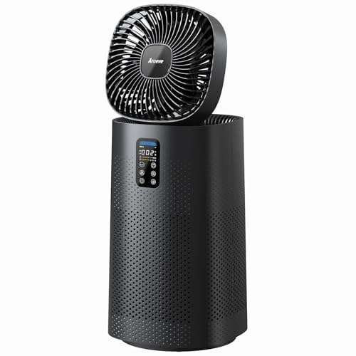 AROEVE Air Purifiers Fan for Home Large Room With 2-In-1 Air Circulator System And Smart WIFI Oscillating Air Purifier With Washable Filter For Indoors Whole Home, MK11W-Black