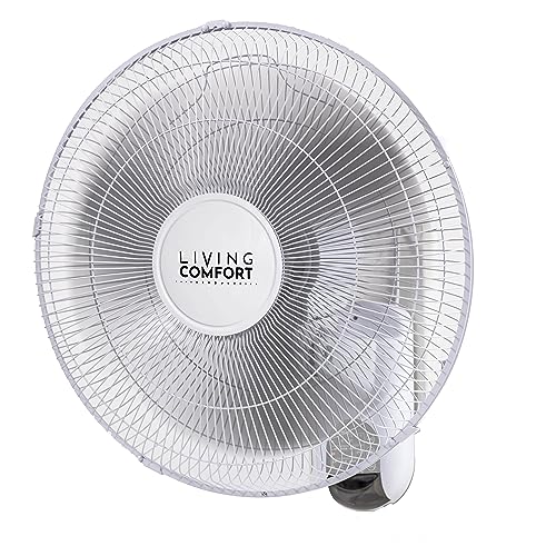 Comfort Zone Living Comfort Smart WiFi Wall Mount Fan with Timer and Adjustable Tilt, 16 inch, 3 Speed, Sleep Mode, All-Metal Grille, Full App Control, Ideal for Home, Bedroom & Office, LC16WS