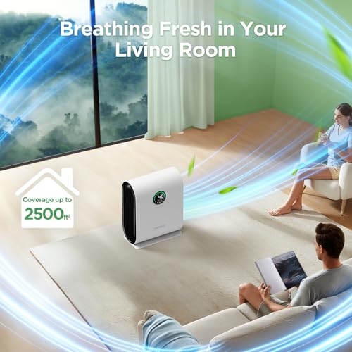Air Purifier for Home Large Room Up to 2500 ft² with PM 2.5 Display Air Quality Sensors, MOOKA H13 HEPA Smart Large Air Purifier for Pets Dust Odor Smoke, Auto Mode, 15dB Sleep Mode for Bedroom, KJ217