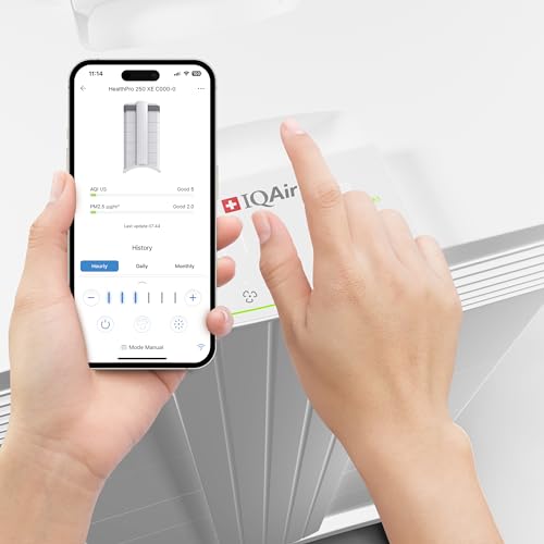 IQAir HealthPro Plus XE Air Purifier - Smart HyperHEPA Filtration for Large Rooms up to 1125 sq ft - Viruses, Allergens, Smoke, Mold, Dust, Pet Dander, Swiss Made, WiFi Enabled