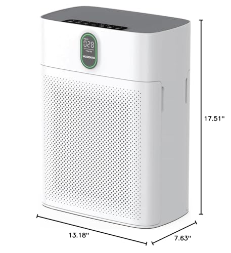 MORENTO Air Purifiers for Home Large Room up to 1076 Sq Ft with PM 2.5 Display Air Quality Sensor for Pet Hair, Double-sided Air Inlet, 24db, White, 1 Pack
