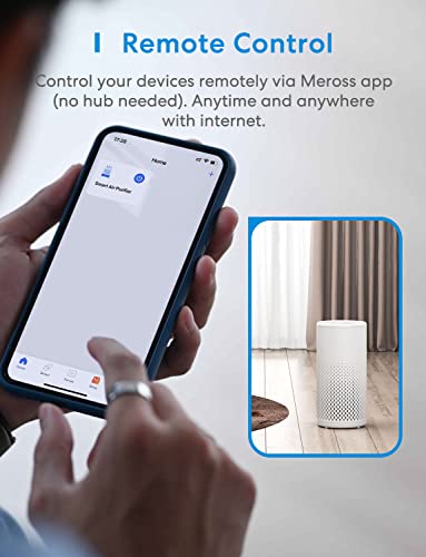 meross Smart WiFi Air Purifier for Home Supports Apple HomeKit, Alexa, Google Home and SmartThings, H13 True HEPA Filter 24dB Quiet Air Purifier, Pets, Smoke, Dust, Pollen, 2.4G Only